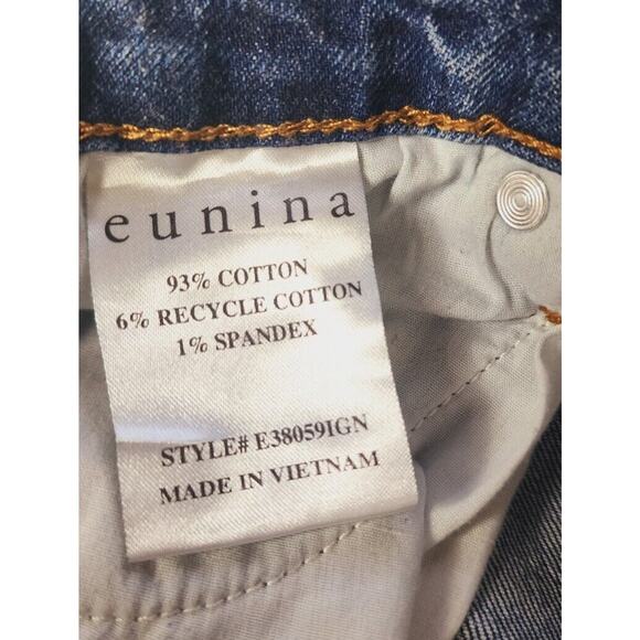 Eunina Lulu Sz Sm High Rise Shorts Cut Off Shortie denim Blue Distressed Stretch - Picture 6 of 9